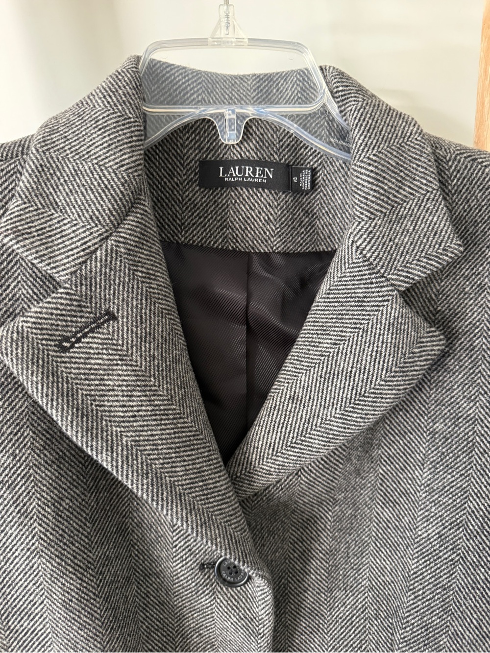 Lauren Ralph Lauren Gray Herringbone Blazer Coat
